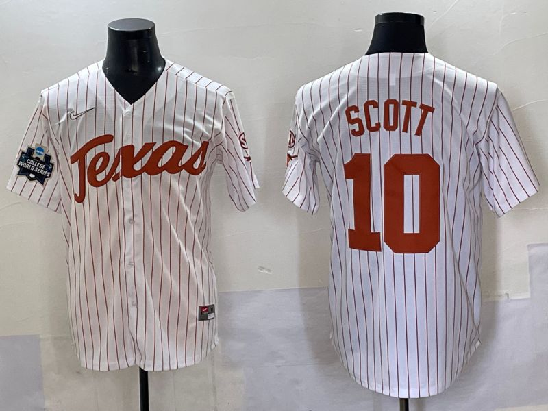 Men Texas Longhorns #10 Scott White stripe Nike joint Name NCAA 2025 Jersey style 14->ncaa teams->NCAA Jersey